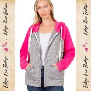 🌹 Raglan Fuchsia Sleeved Hoodie